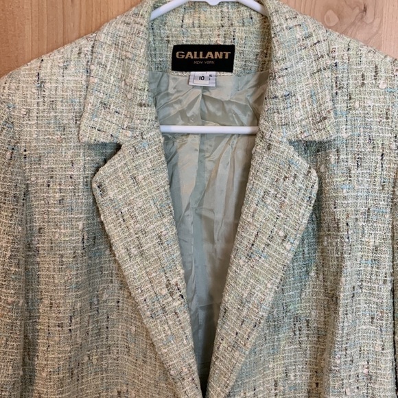 🌟🌟🌟 Gallant New York Mint Green Tweed Blazer, Lined, Pockets, Size 10 - Picture 2 of 8
